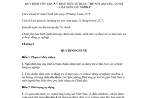 Nghị định 152/2017/NĐ-CP quy định tiêu chuẩn định mức sử dụng trụ sở làm việc