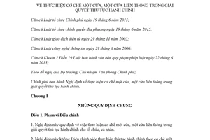 Nghị định 61/2018/NĐ-CP cơ chế một cửa một cửa liên thông trong giải quyết thủ tục hành chính