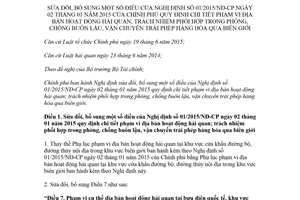 Nghị định 12/2018/NĐ-CP sửa đổi Nghị định 01/2015/NĐ-CP địa bàn hoạt động hải quan