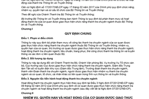 Thông tư 36/2017/TT-BTTTT quy định bộ phận tham mưu và hoạt động thanh tra cơ quan được giao