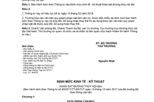 Thông tư 49/2017/TT-BGTVT định mức kỹ thuật khảo sát đường thủy nội địa