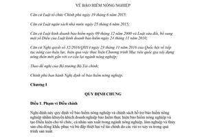 Nghị định 58/2018/NĐ-CP bảo hiểm nông nghiệp