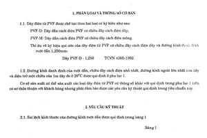 Tiêu chuẩn Việt Nam TCVN 4305:1992 về Dây điện từ PVF