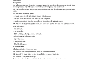 Tiêu chuẩn ngành 10 TCN 160:1992 về vacxin thú y - Quy trình lấy mẫu và sử dụng mẫu trong kiểm nghiệm