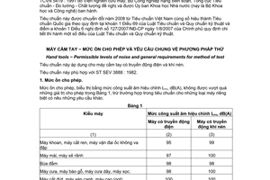 Tiêu chuẩn quốc gia TCVN 5419:1991 (ST SEV 3888-82) về Máy cầm tay - Mức ồn cho phép và yêu cầu chung về phương pháp thử