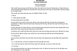 Tiêu chuẩn Việt Nam TCVN 5605:1991 (CODEX STAN 13-1981) về đồ hộp rau - cà chua đóng hộp do Ủy ban Khoa học Nhà nước ban hành