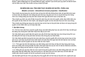 Tiêu chuẩn quốc gia TCVN 5337:1991 (ST SEV 991-78) về Ăn mòn kim loại – Tính xâm thực ăn mòn khí quyển – Phân loại