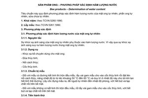 Tiêu chuẩn quốc gia TCVN 5263:1990 về Sản phẩm ong -  Phương pháp xác định hàm lượng nước