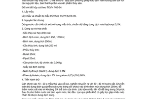 Tiêu chuẩn Việt Nam TCVN 3702:1990 về thủy sản - Phương pháp xác định hàm lượng axit