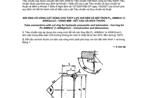 Tiêu chuẩn quốc gia TCVN 2424:1978 về Nối ống có vòng cắt dùng cho thủy lực, khí nén và bôi trơn Pqư 40 mn/m2 (≈ 400 kg/cm2) - Vòng mím - Kết cấu và kích thước