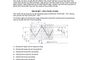 Tiêu chuẩn quốc gia TCVN 2248:1977 về Ren hệ mét - Kích thước cơ bản