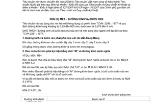 Tiêu chuẩn Việt Nam TCVN 2247:1977 về Ren hệ mét -  Đường kính và bước ren