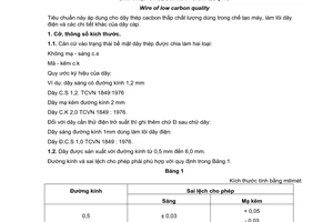 Tiêu chuẩn quốc gia TCVN 1849:1976 về Dây thép cacbon thấp chất lượng chuyển đổi năm 2008