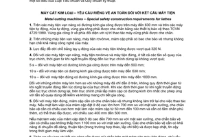 Tiêu chuẩn quốc gia TCVN 5185:1990 (ST SEV 540-77) về Máy cắt kim loại - Yêu cầu riêng về an toàn đối với kết cấu máy tiện