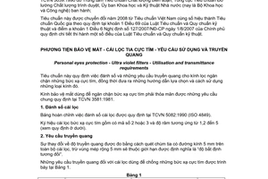 Tiêu chuẩn quốc gia TCVN 5039:1990 (ISO 4851:1979) về Phương tiện bảo vệ mắt - Cái lọc tia cực tím - Yêu cầu sử dụng và truyền quang