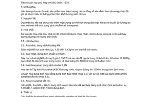 Tiêu chuẩn Việt Nam TCVN 5244:1990 (ISO 3634-1979) về sản phẩm rau - phương pháp xác định hàm lượng clorua