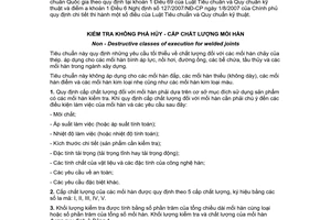 Tiêu chuẩn quốc gia TCVN 5113:1990 về Kiểm tra không phá hủy - Cấp chất lượng mối hàn