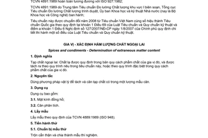 Tiêu chuẩn quốc gia TCVN 4891:1989 (ISO 927:1982) về Gia vị - Xác định hàm lượng chất ngoại lai do Ủy ban Khoa học và Kỹ thuật Nhà nước ban hành