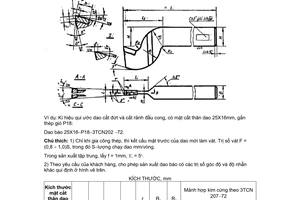 Tiêu chuẩn ngành 3 TCN 202:1972 về Dao bào gắn thép gió - Dao cắt đứt và cắt rãnh đầu cong