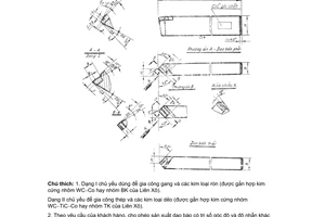 Tiêu chuẩn ngành 3 TCN 197:1972 về Dao bào gắn hợp kim cứng - Dao bào phá đầu thẳng φ=45 độ, phải và trái