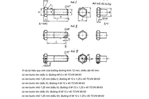 Tiêu chuẩn Việt Nam TCVN 96:1963 về Bulông tinh đầu sáu cạnh nhỏ - Kích thước