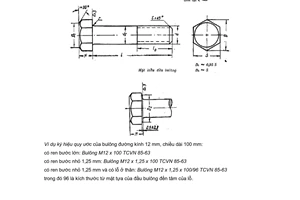 Tiêu chuẩn Việt Nam TCVN 85:1963 về Bulông nửa tinh đầu sáu cạnh - Kích thước