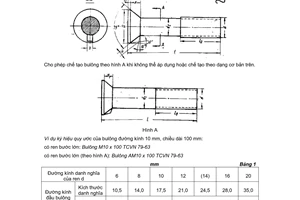 Tiêu chuẩn Việt Nam TCVN 79:1963 về Bulông thô đầu tròn kiểu chìm có ngạnh dùng cho kim loại - Kích thước