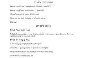 Nghị định 05/2019/NĐ-CP quy định về kiểm toán nội bộ