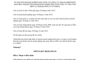 Nghị định 126/2017/NĐ-CP chuyển doanh nghiệp Nhà nước nắm giữ 100% vốn thành công ty cổ phần