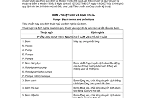 Tiêu chuẩn quốc gia TCVN 4207:1986 về Bơm – Thuật ngữ và định nghĩa