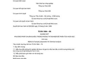 Tiêu chuẩn Việt Nam TCVN 1664:1986 về Quặng sắt - Phương pháp chuẩn bị mẫu trong phòng thí nghiệm để phân tích hóa học