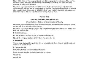 Tiêu chuẩn quốc gia TCVN 1753:1986 về Vải dệt thoi - Phương pháp xác định mật độ sợi chuyển đổi năm 2008 do Ủy ban Khoa học và Kỹ thuật Nhà nước ban hành