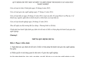 Nghị định 15/2019/NĐ-CP hướng dẫn Luật giáo dục nghề nghiệp