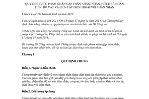 Thông tư 07/2018/TT-BCA phạm nhân nhận gửi thư liên lạc điện thoại với thân nhân