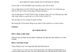 Thông tư 02/2018/TT-BYT quy định về Thực hành tốt cơ sở bán lẻ thuốc