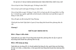 Nghị định 40/2018/NĐ-CP quản lý hoạt động kinh doanh theo phương thức đa cấp