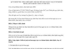 Thông tư 01/2019/TT-BYT điều trị nội trú ban ngày tại cơ sở khám bệnh chữa bệnh y học cổ truyền