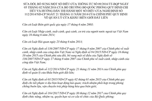 Thông tư 44/2018/TT-BQP sửa đổi Thông tư 09/2016/TT-BQP quản lý cửa khẩu biên giới đất liền