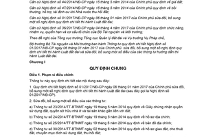 Thông tư 33/2017/TT-BTNMT hướng dẫn Nghị định 01/2017/NĐ-CP Luật đất đai