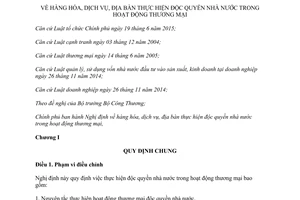 Nghị định 94/2017/NĐ-CP hàng hóa dịch vụ thực hiện độc quyền nhà nước hoạt động thương mại