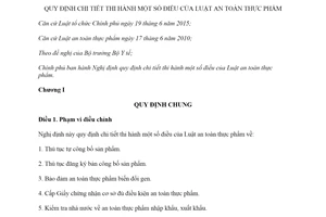 Nghị định 15/2018/NĐ-CP hướng dẫn Luật an toàn thực phẩm