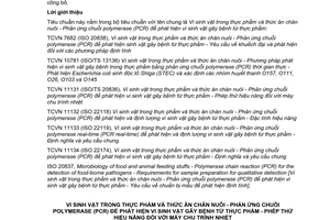Tiêu chuẩn quốc gia TCVN 11131:2015 (ISO/TS 20836:2005) về Vi sinh vật trong thực phẩm, thức ăn chăn nuôi - Phản ứng chuỗi polymerase (PCR) để phát hiện vi sinh vật gây bệnh từ thực phẩm - Phép thử hiệu năng đối với máy chu trình nhiệt