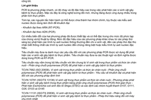 Tiêu chuẩn quốc gia TCVN 11134:2015 (ISO 22174:2005) về Vi sinh vật trong thực phẩm và thức ăn chăn nuôi - Phản ứng chuỗi polymerase (PCR) để phát hiện vi sinh vật gây bệnh từ thực phẩm - Định nghĩa và yêu cầu chung