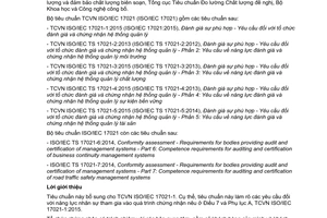 Tiêu chuẩn quốc gia TCVN ISO/IEC 17021-3:2015 (ISO/IEC 17021-3:2015) về Đánh giá sự phù hợp - Yêu cầu đối với tổ chức đánh giá và chứng nhận hệ thống quản lý - Phần 3: Yêu cầu về năng lực đánh giá và chứng nhận hệ thống quản lý chất lượng