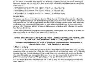 Tiêu chuẩn quốc gia TCVN 9946-2:2013 (ISO/TR 8550-2:2007) về Hướng dẫn lựa chọn và sử dụng hệ thống lấy mẫu chấp nhận để kiểm tra các cá thể đơn chiếc trong lô - Phần 2: Lấy mẫu định tính