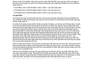 Tiêu chuẩn quốc gia TCVN 9946-1:2013 (ISO/TR 8550-1:2007) về Hướng dẫn lựa chọn và sử dụng hệ thống lấy mẫu chấp nhận để kiểm tra các cá thể đơn chiếc trong lô - Phần 1: Lấy mẫu chấp nhận