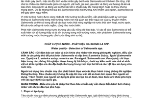 Tiêu chuẩn quốc gia TCVN 9717:2013 (ISO 19250:2010) về Chất lượng nước - Phát hiện Samonella spp