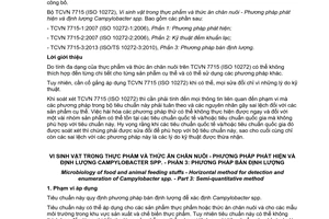 Tiêu chuẩn quốc gia TCVN 7715-3:2013 (ISO/TS 10272-3 : 2010) về Vi sinh vật trong thực phẩm và thức ăn chăn nuôi - Phương pháp phát hiện và định lượng Campylobacter spp. - Phần 3: Phương pháp bán định lượng