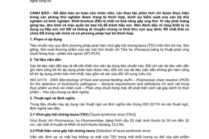 Tiêu chuẩn Việt Nam TCVN 8376:2010 về tôm và sản phẩm tôm – Phát hiện virut gây hội chứng taura (TSV) bằng kỹ thuật phản ứng chuỗi trùng hợp - Phiên mã ngược (RT-PCR)