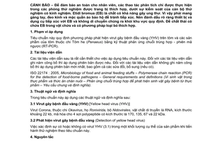 Tiêu chuẩn Việt Nam TCVN 8378:2010 về tôm và sản phẩm tôm – Phát hiện virut gây bệnh đầu vàng (YHV) bằng kỹ thuật - Phản ứng chuỗi trùng hợp - Phiên mã ngược (RT-PCR)